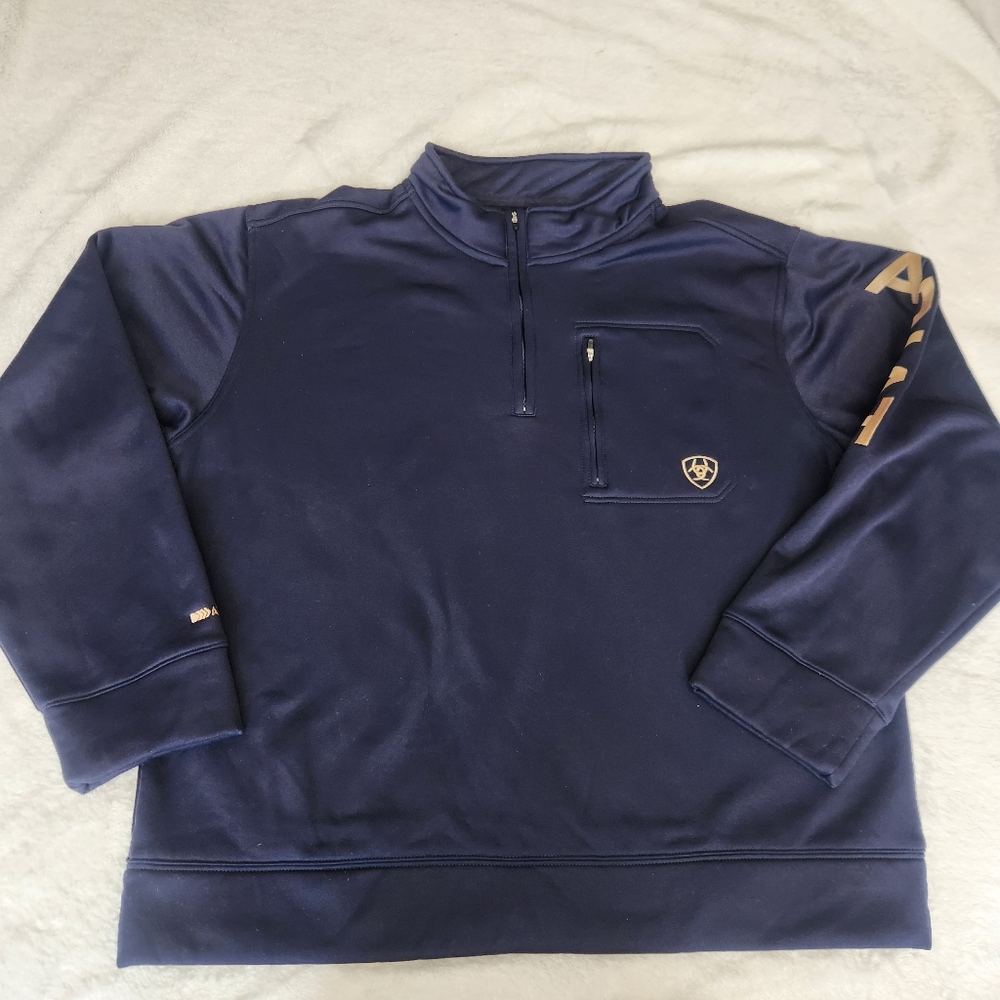 Navy Quarter-Zip Pullover with Gold Accents
